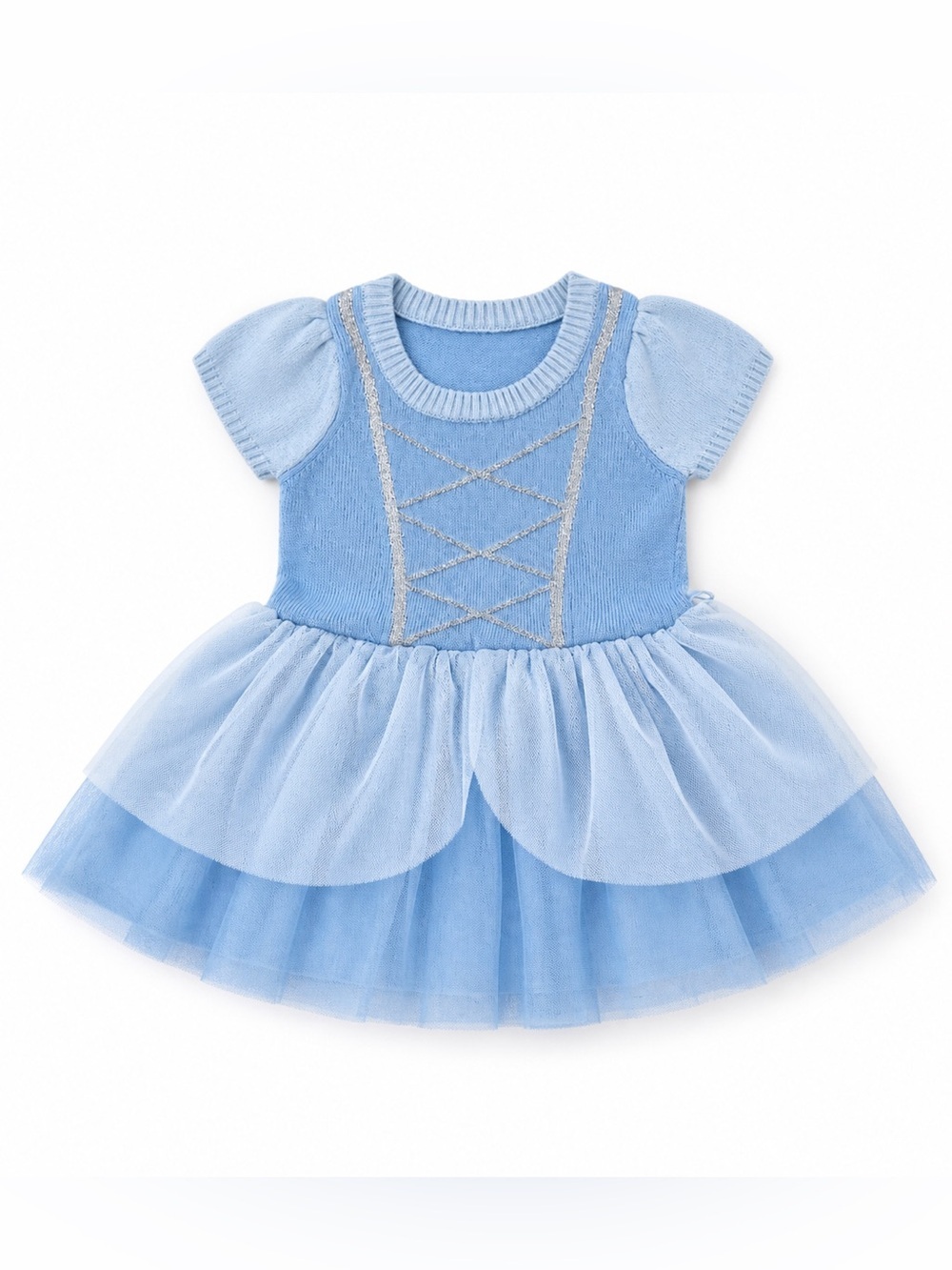 Disney Princess Cinderella Knit Dress 18M Blue Tulle Skirt Costume
